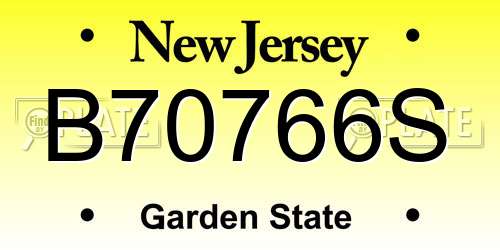 B70766S New Jersey License Plate