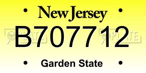 B707712 New Jersey License Plate
