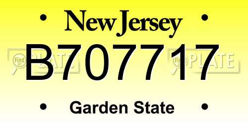 B707717 New Jersey License Plate