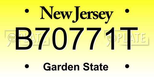 B70771T New Jersey License Plate