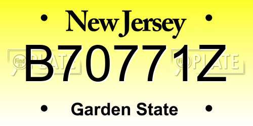 B70771Z New Jersey License Plate