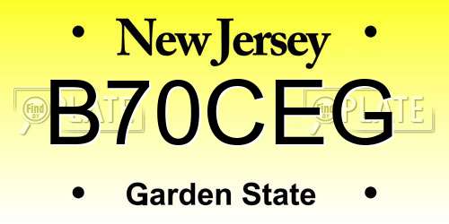 B70CEG New Jersey License Plate