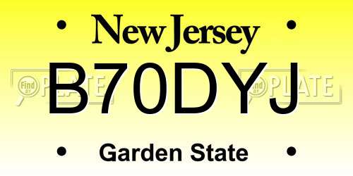 B70DYJ New Jersey License Plate
