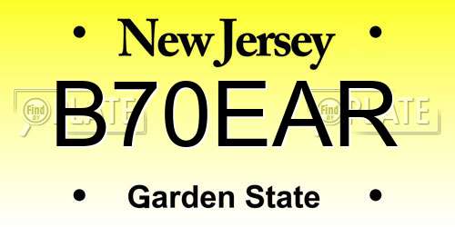 B70EAR New Jersey License Plate