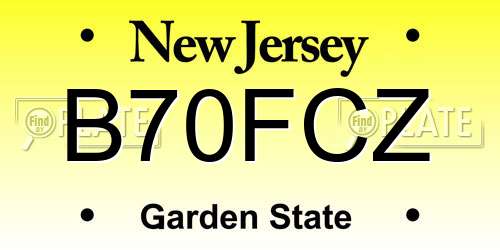 B70FCZ New Jersey License Plate