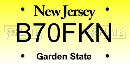 B70FKN New Jersey License Plate