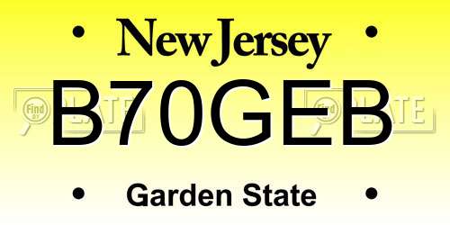 B70GEB New Jersey License Plate