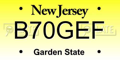 B70GEF New Jersey License Plate