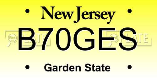 B70GES New Jersey License Plate