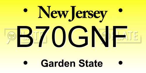 B70GNF New Jersey License Plate