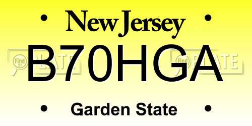 B70HGA New Jersey License Plate
