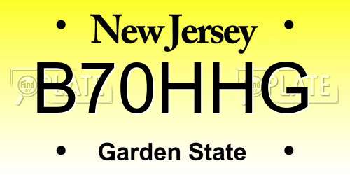 B70HHG New Jersey License Plate