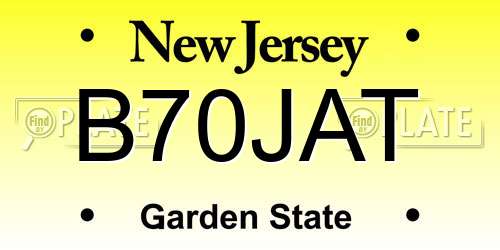 B70JAT New Jersey License Plate