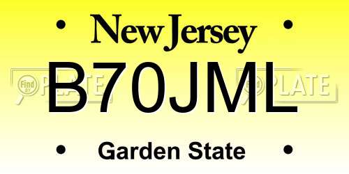 B70JML New Jersey License Plate