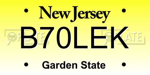 B70LEK New Jersey License Plate