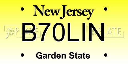B70LIN New Jersey License Plate