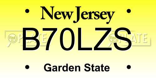 B70LZS New Jersey License Plate