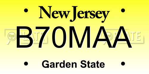 B70MAA New Jersey License Plate