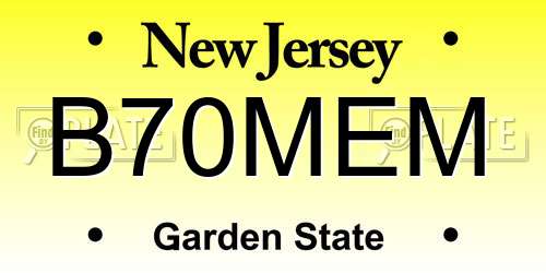 B70MEM New Jersey License Plate