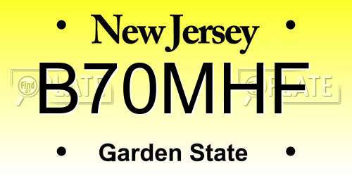 B70MHF New Jersey License Plate