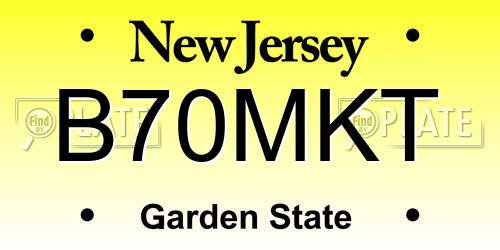 B70MKT New Jersey License Plate