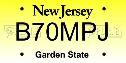 B70MPJ New Jersey License Plate