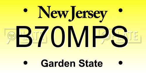 B70MPS New Jersey License Plate