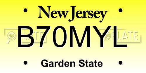 B70MYL New Jersey License Plate