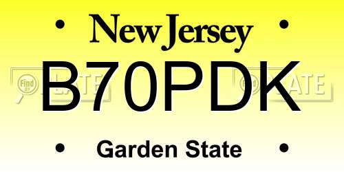 B70PDK New Jersey License Plate
