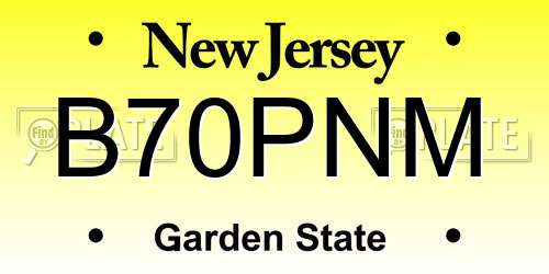 B70PNM New Jersey License Plate