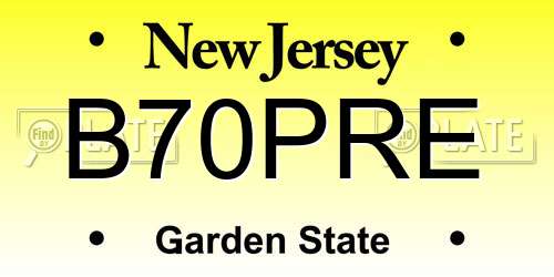 B70PRE New Jersey License Plate