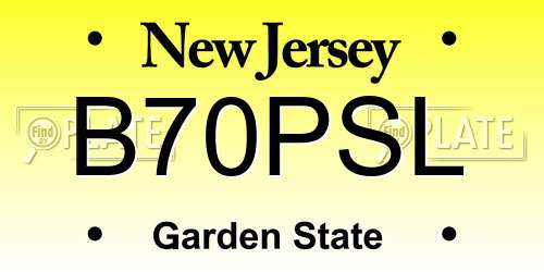 B70PSL New Jersey License Plate