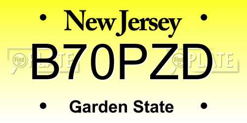 B70PZD New Jersey License Plate