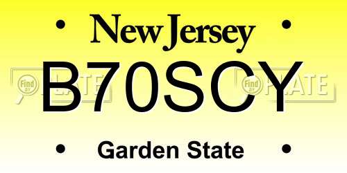 B70SCY New Jersey License Plate