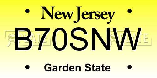 B70SNW New Jersey License Plate