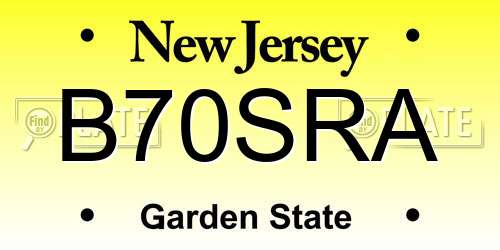 B70SRA New Jersey License Plate