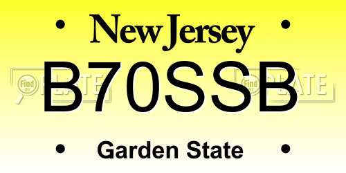 B70SSB New Jersey License Plate