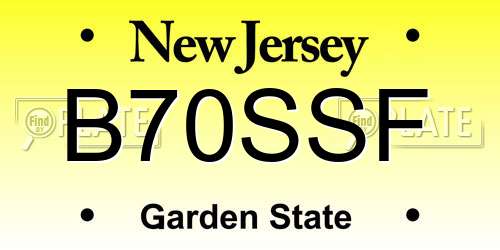 B70SSF New Jersey License Plate