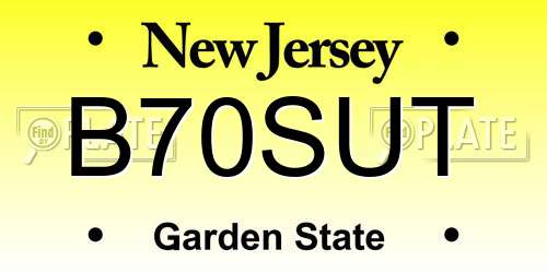 B70SUT New Jersey License Plate