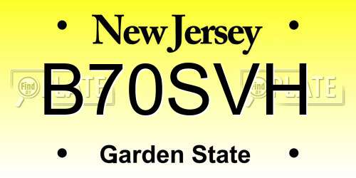B70SVH New Jersey License Plate