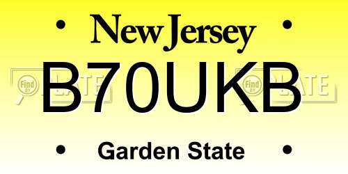 B70UKB New Jersey License Plate