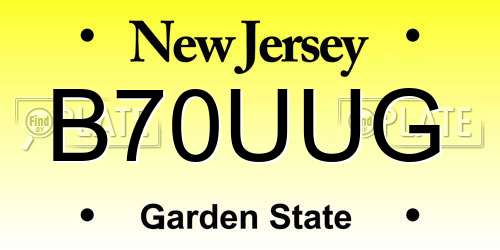 B70UUG New Jersey License Plate
