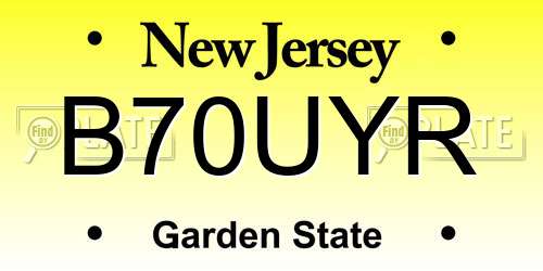 B70UYR New Jersey License Plate