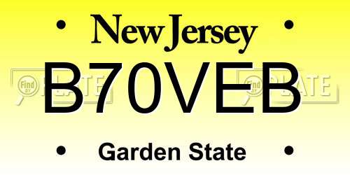 B70VEB New Jersey License Plate