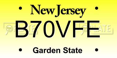 B70VFE New Jersey License Plate