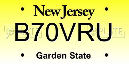 B70VRU New Jersey License Plate