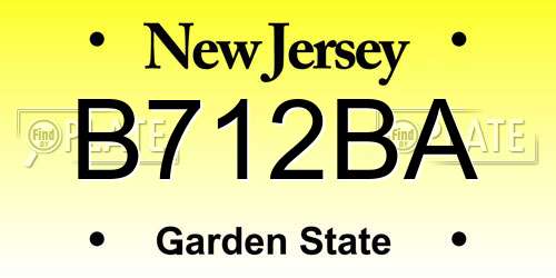 B712BA New Jersey License Plate