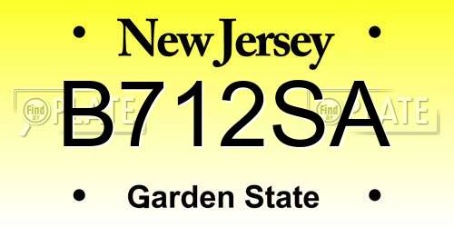 B712SA New Jersey License Plate