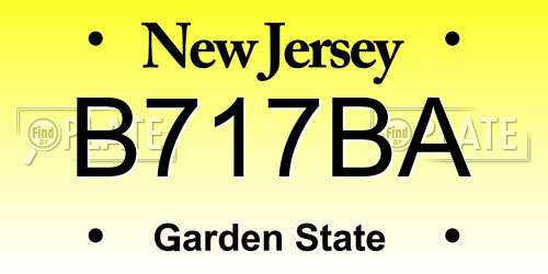 B717BA New Jersey License Plate