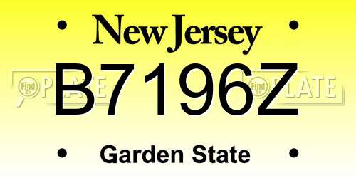 B7196Z New Jersey License Plate